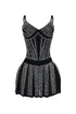 Marie Mesh Rhinestone Pleated Mini Dress